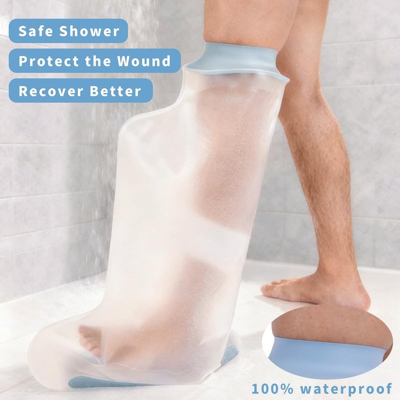 CureSquad Adult Calf Waterproof Cover, Widen Waterproof Protective Sleeve, Double Deep-grooved Anti-Slip Strips on Sole, Keeps Wound Bandages and Casts Dry, Suitable for Ankle, Calf, Knee - Image 4